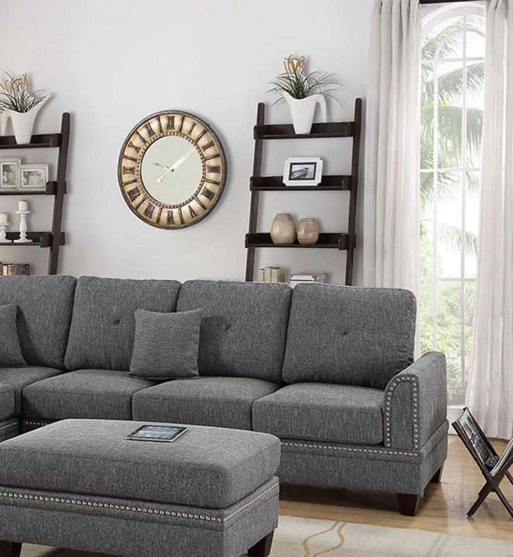 

    
Poundex Furniture F6511 Sectional Sofa Gray F6511
