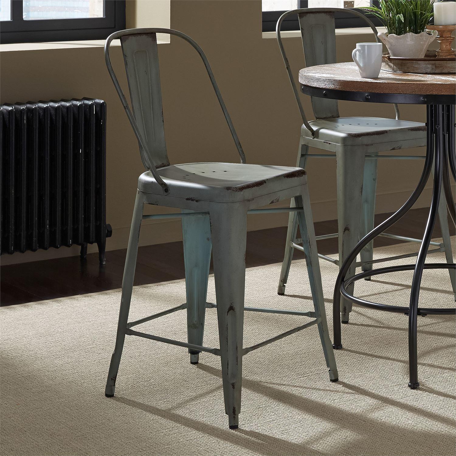 

    
Distressed Metal Finish Green Counter Chairs 2pcs 179-B350524-G Liberty Furniture
