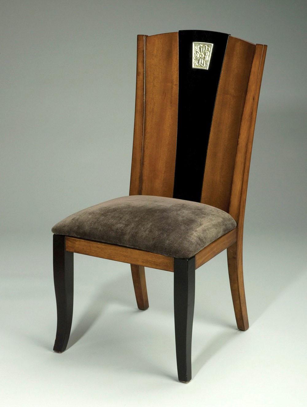 Classic, Traditional Dining Side Chair 38640 AA-38640-DCH-Set-4 in Black, Brown, Cappuccino, Light Brown Fabric