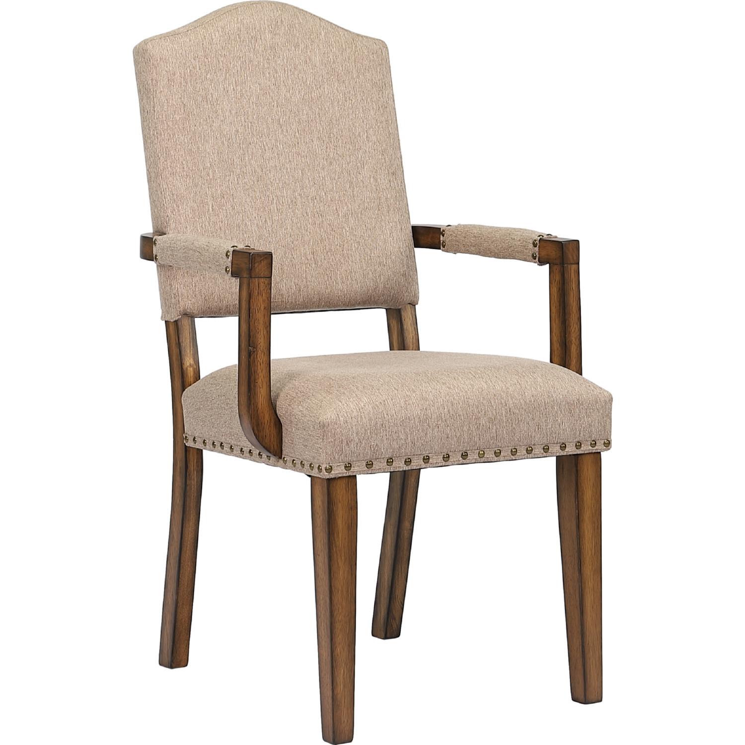 Traditional Arm Chair Set Maurice 62473-2pcs in Brown Oak Linen