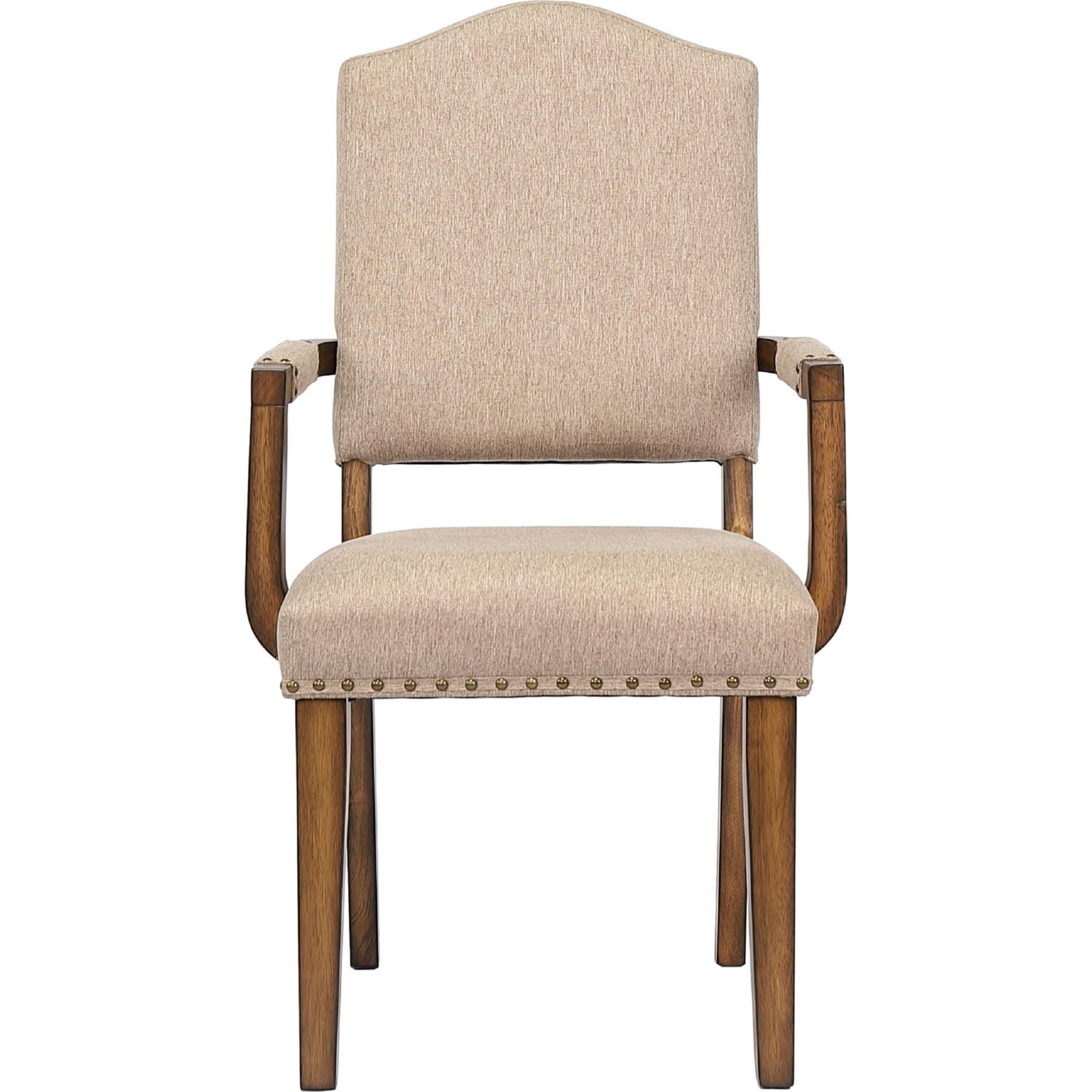 

    
Traditional Khaki Linen & Antique Oak 2 Arm Chairs Set by Acme Maurice 62473-2pcs
