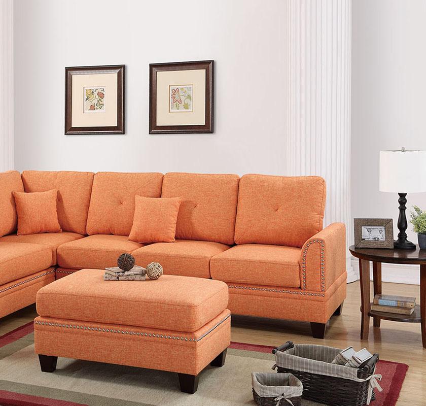 

    
Poundex Furniture F6514 Sectional Sofa Orange F6514
