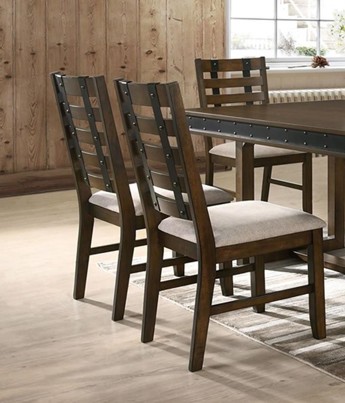 

    
Rustic Brush Oak Finish Dining Room Set 7Pcs Traditional Global United D8005
