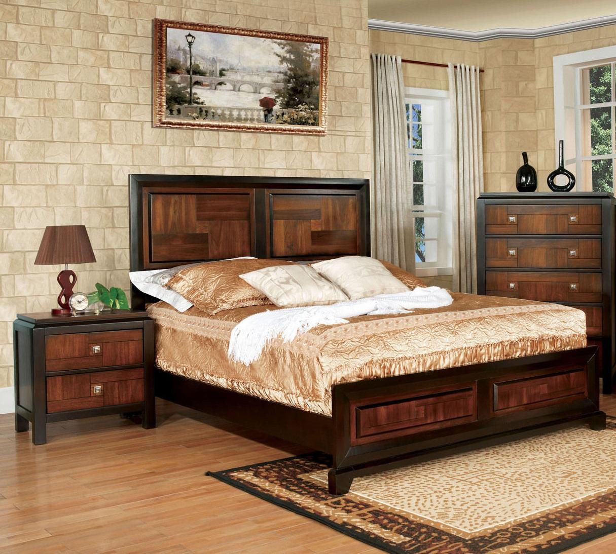 

    
Transitional Acacia & Walnut Solid Wood CAL Bedroom Set 3pcs Furniture of America CM7152-CK Patra
