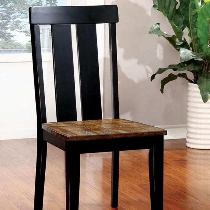 

    
Transitional Antique Oak & Black Side Chairs Set 2pcs Furniture of America CM3668SC-2PK Alana
