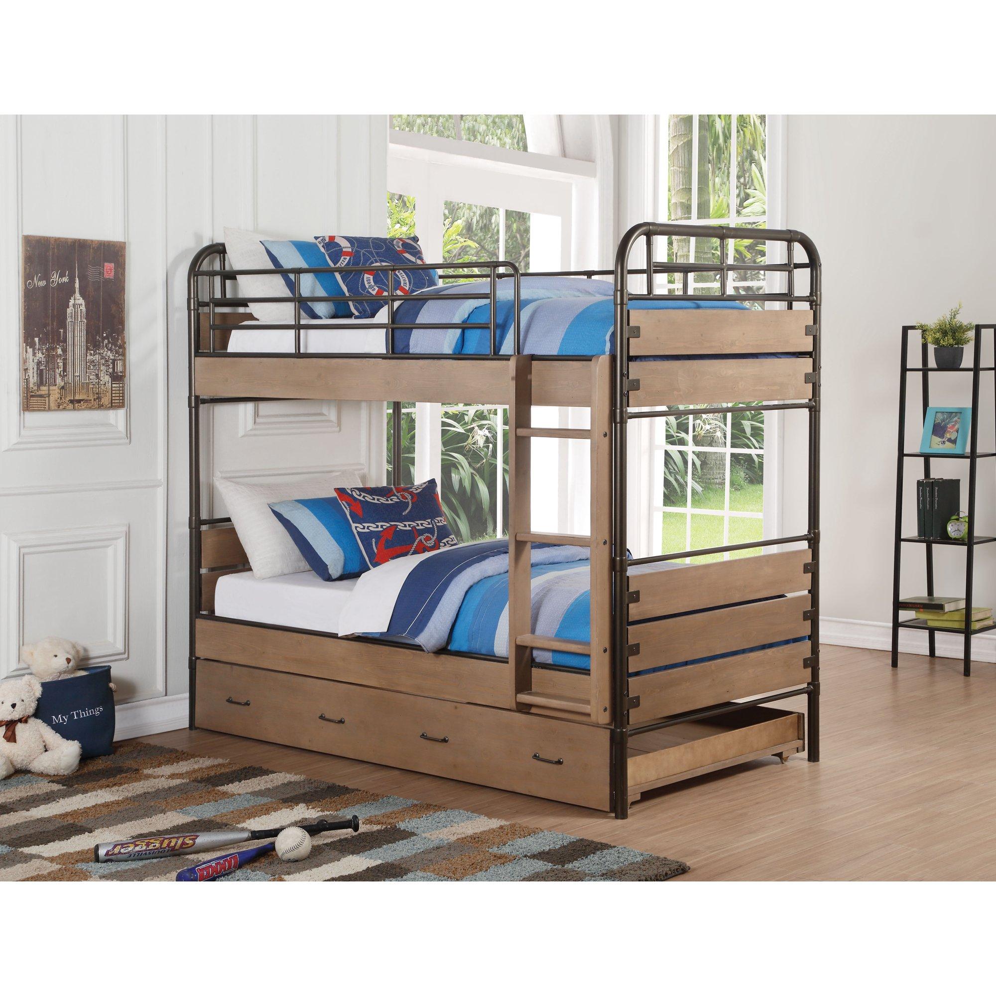 

                    
Acme Furniture Adams Twin/Twin Bunk Bed Gunmetal/Oak  Purchase 
