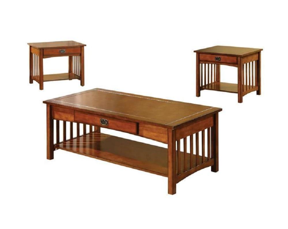 Transitional Coffee Table and 2 End Tables CM4245-3PK Seville CM4245-3PK in Oak 