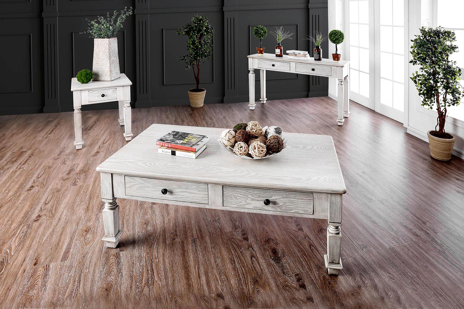 Transitional Coffee Table and 2 End Tables CM4089C-3PC Joliet CM4089C-3PC in Antique White 