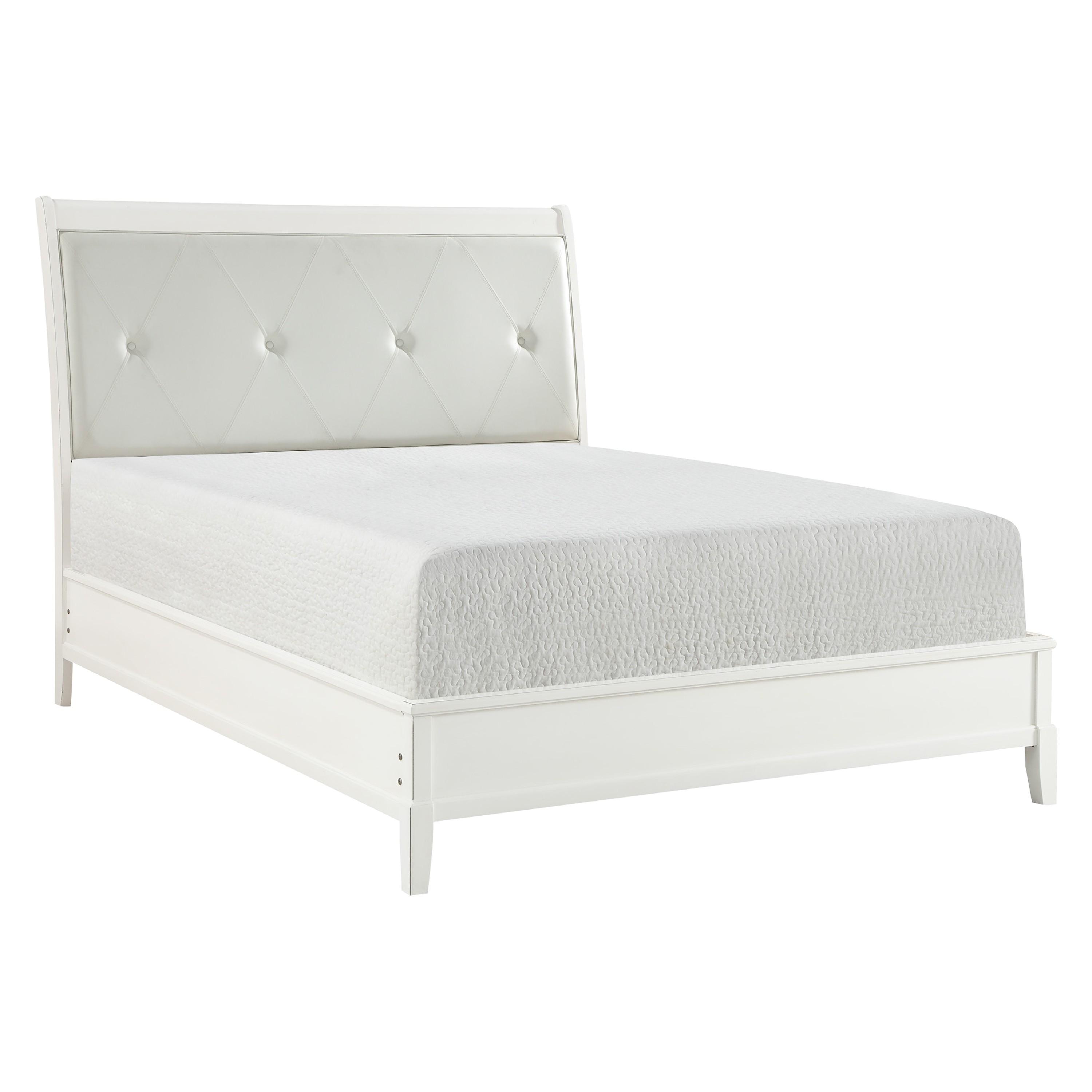 Transitional Bed 1730WW-1* Cotterill 1730WW-1* in Antique White Faux Leather