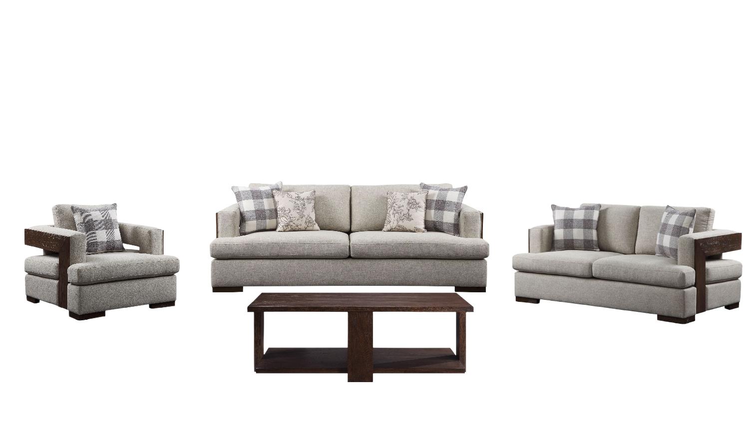 Transitional Sofa Loveseat Chair and Coffee Table Niamey 54850-4pcs in Beige Fabric