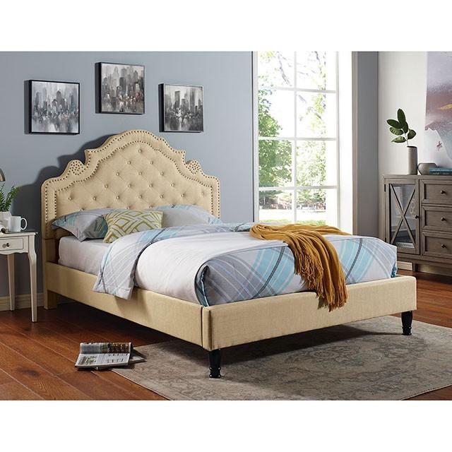 

    
Transitional Beige Wood California King Platform Bed Furniture of America Aubree CM7537BG-CK
