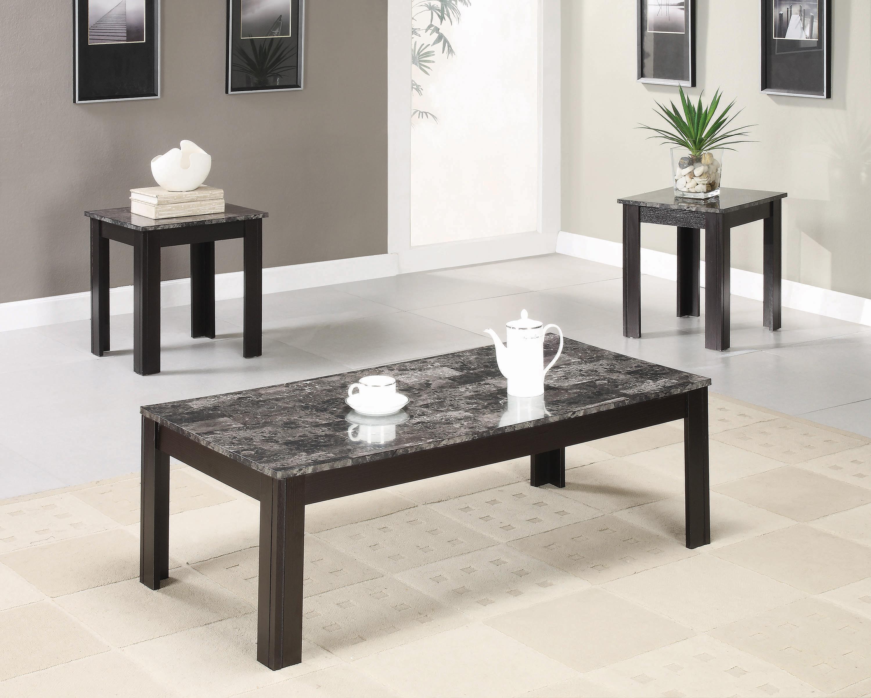 Transitional Occasional Table Set 700375 700375 in Black 