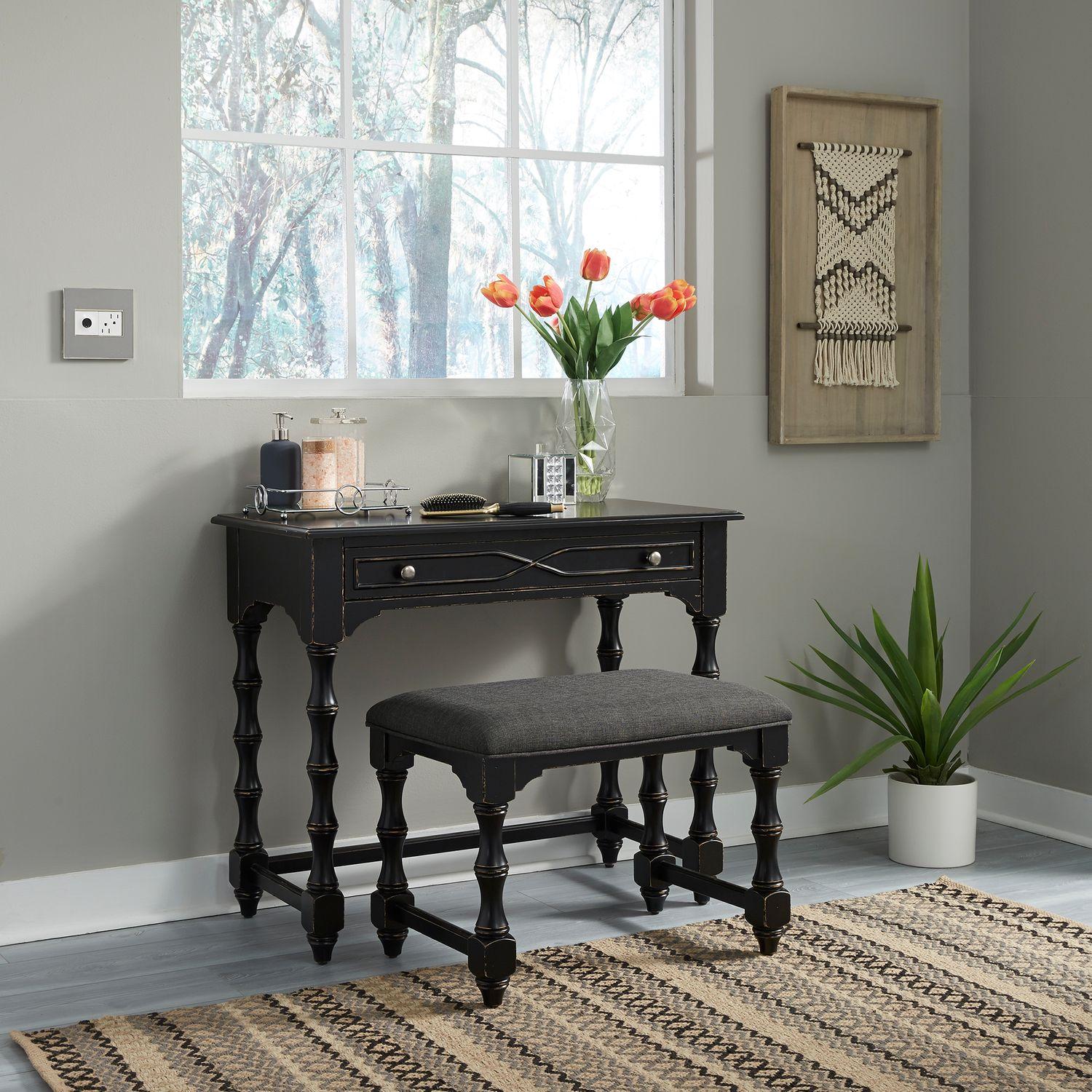 

    
Transitional Black Finish Accent Vanity Desk/Stool Ashton (2035-AC) Liberty Furniture

