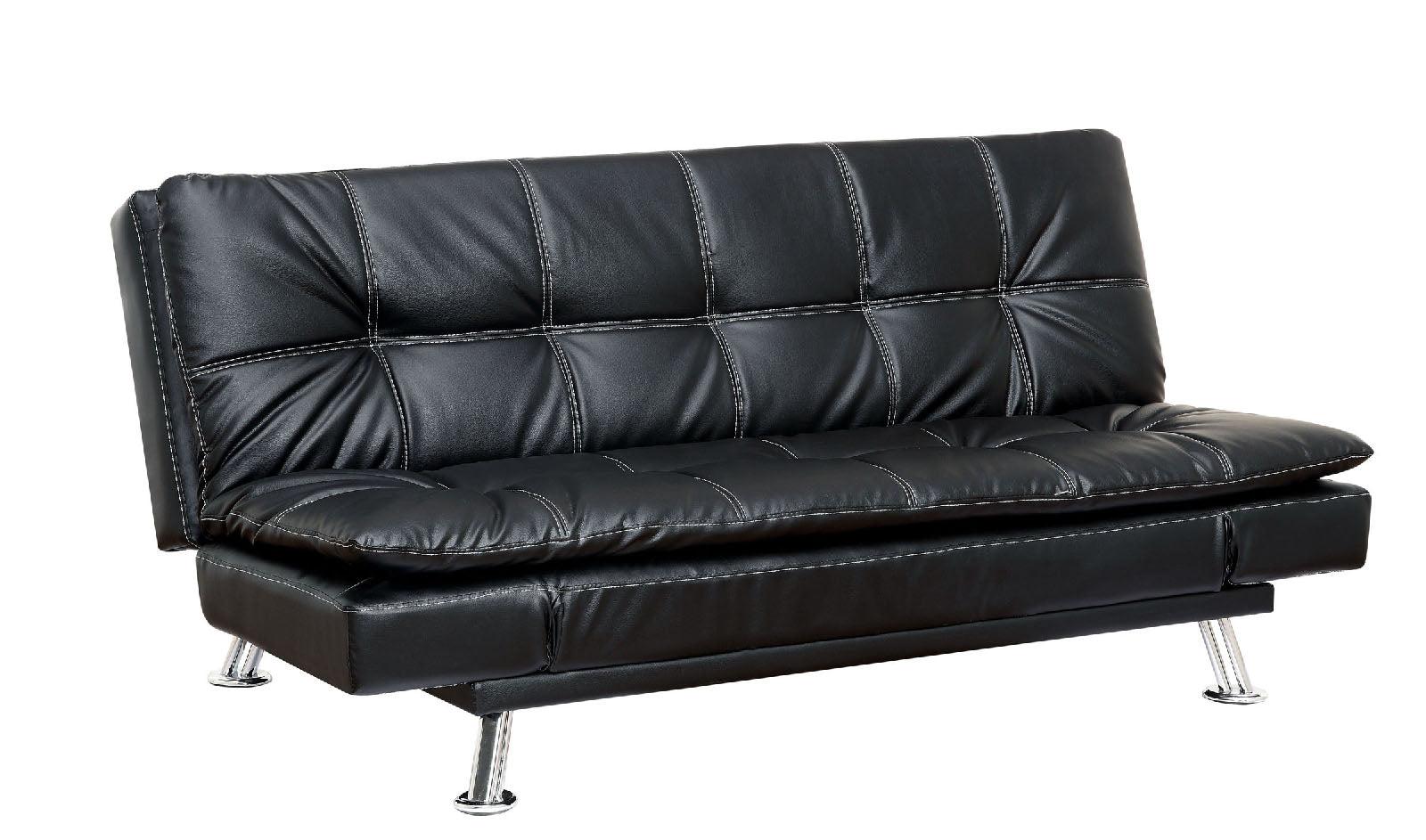 Contemporary Futon sofa HAUSER CM2677BK CM2677BK in Black Leatherette