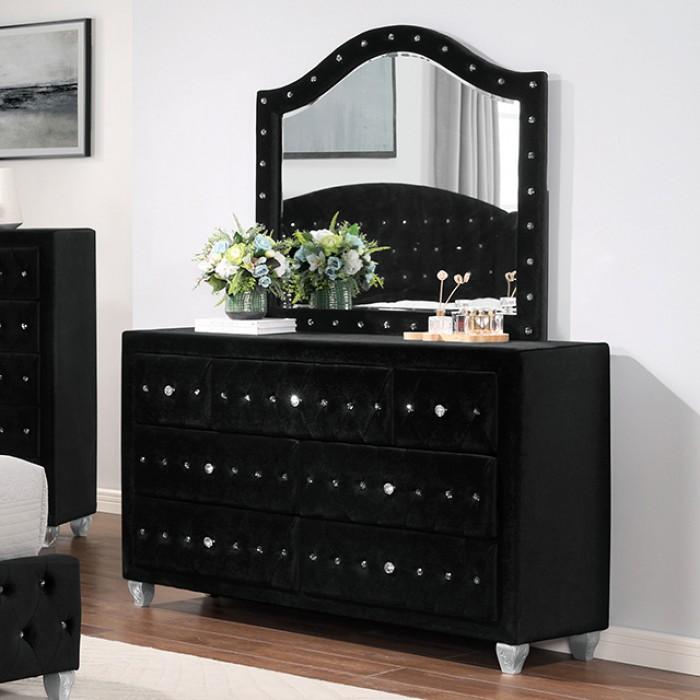 

    
CM7130BK-Q-6PC Transitional Black Solid Wood Queen Bedroom Set 6pcs Furniture of America CM7130BK Zohar
