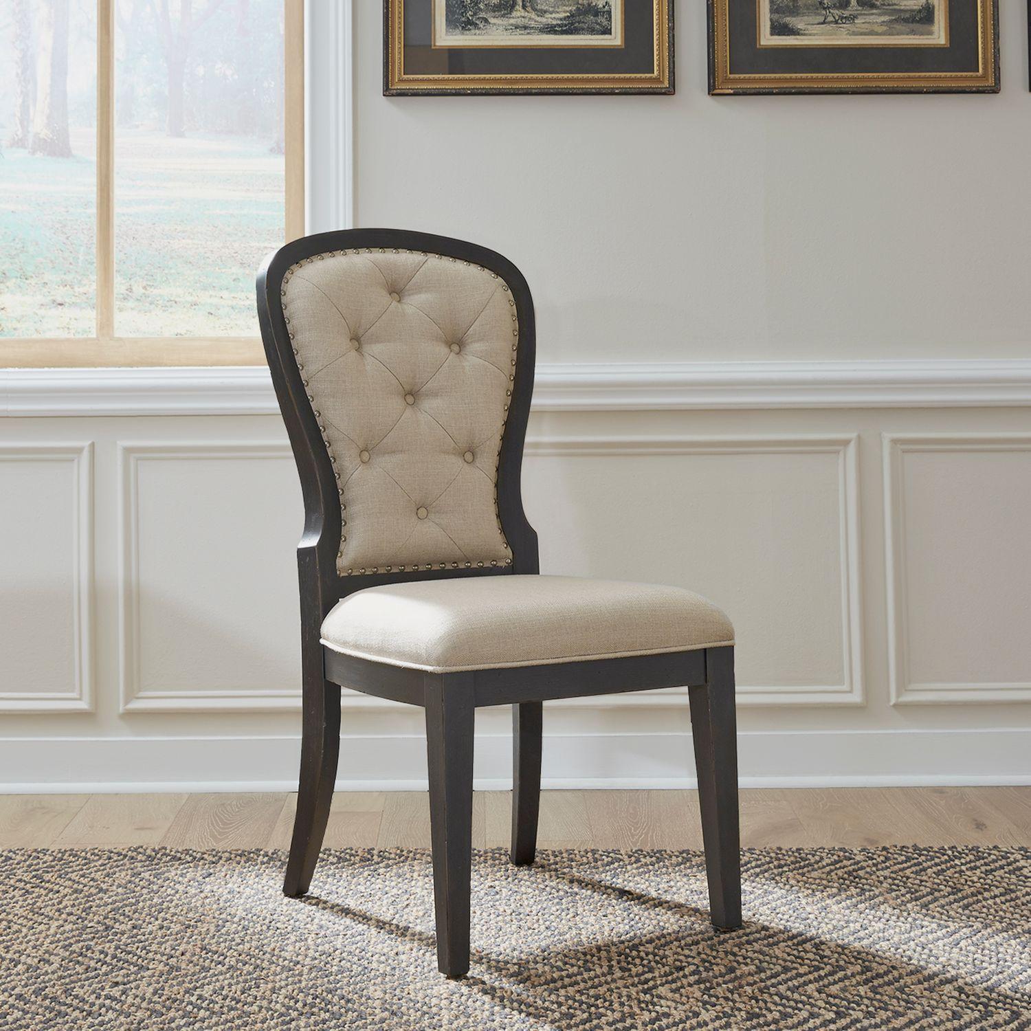

    
Transitional Black Tufted Dining Chair Set 2pcs 615-C0501S-B Liberty Furniture
