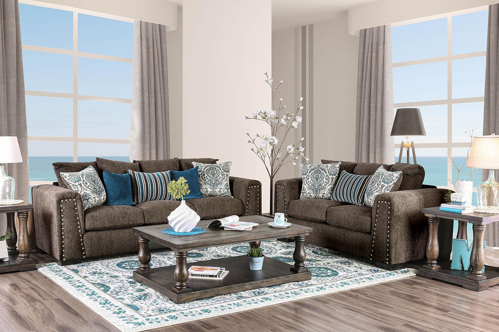 

    
Transitional Charcoal Linen-like Fabric Sofa and Loveseat Furniture of America Pauline
