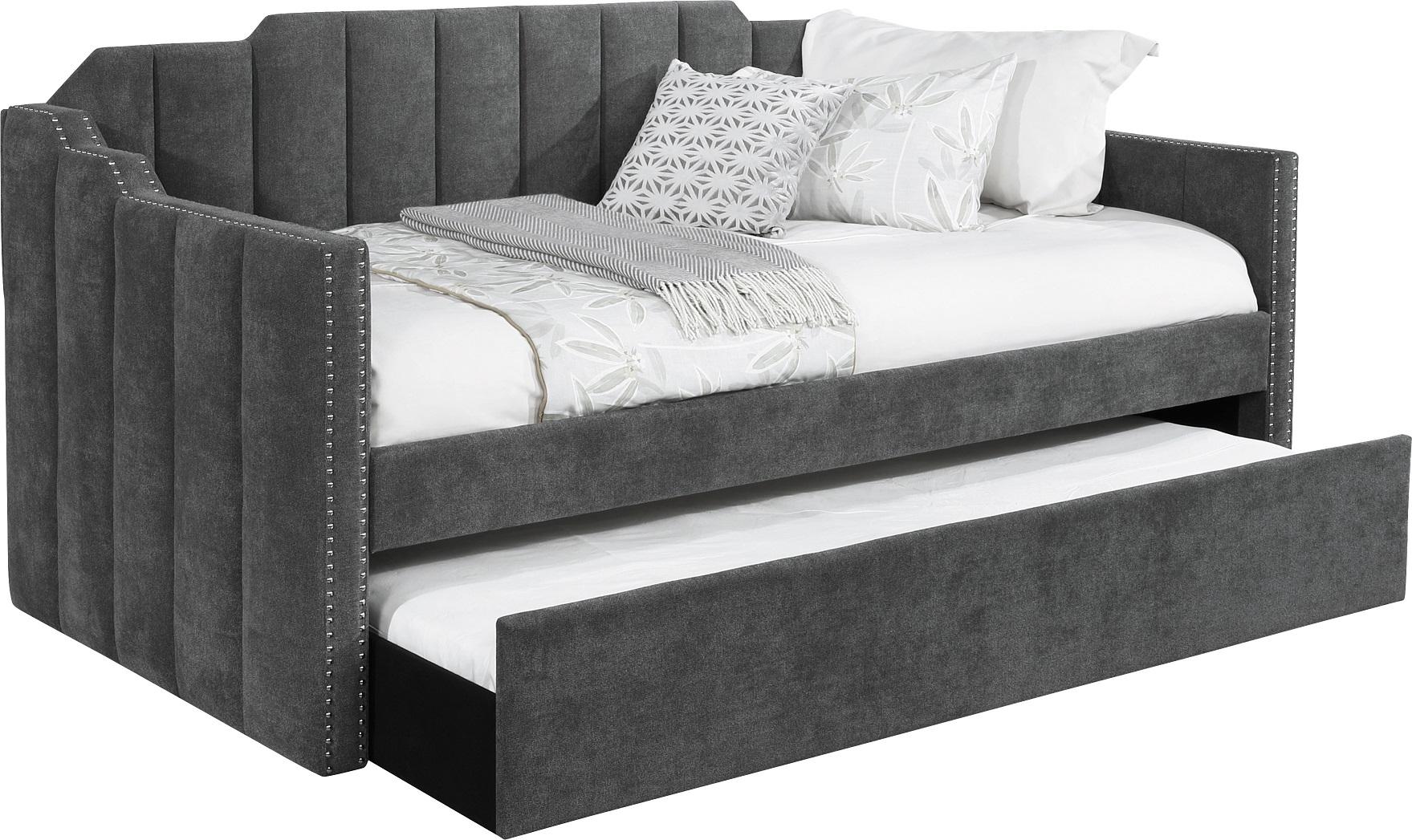 

    
Transitional Charcoal Velvet Pine Twin Daybed w/Trundle Coaster 315962
