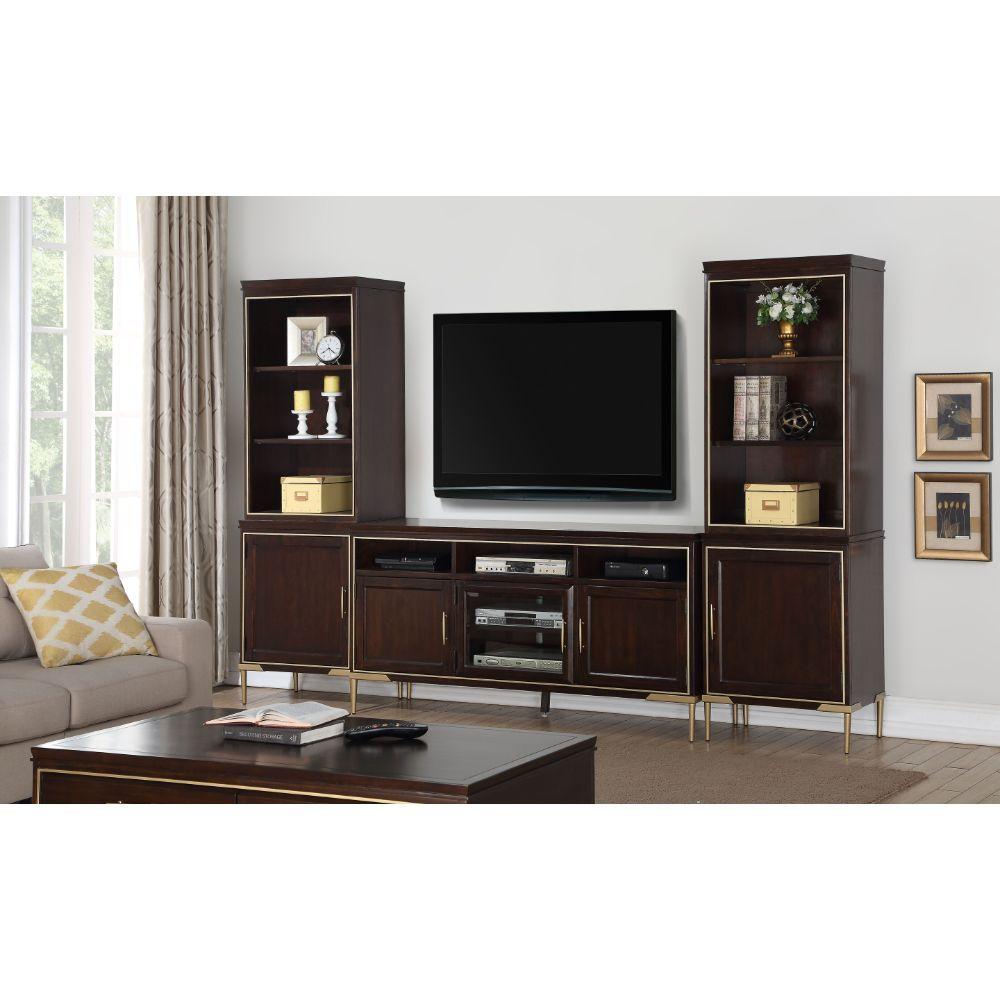 Transitional TV Entertainment Center Eschenbach TV Entertainment Center With TV Stand 91960-EC-2PCS 91960-EC-2PCS in Cherry, Gold 