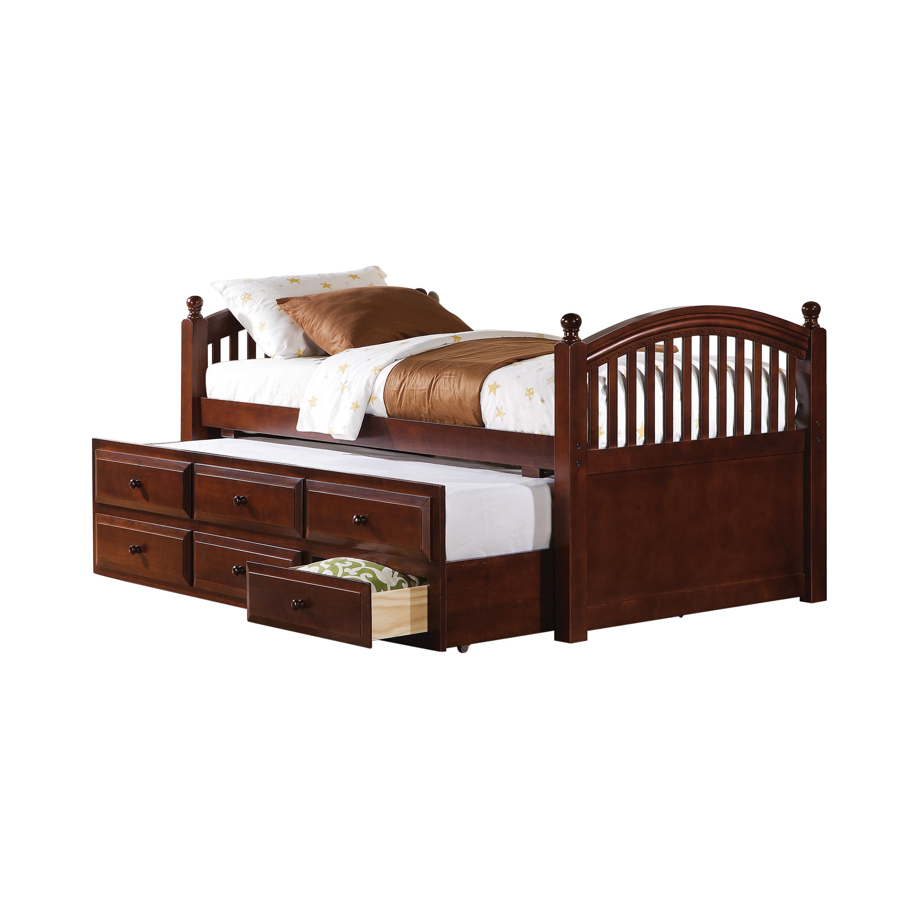 Transitional Captain's Bed w/Trundle 400381T 400381T in Chestnut 