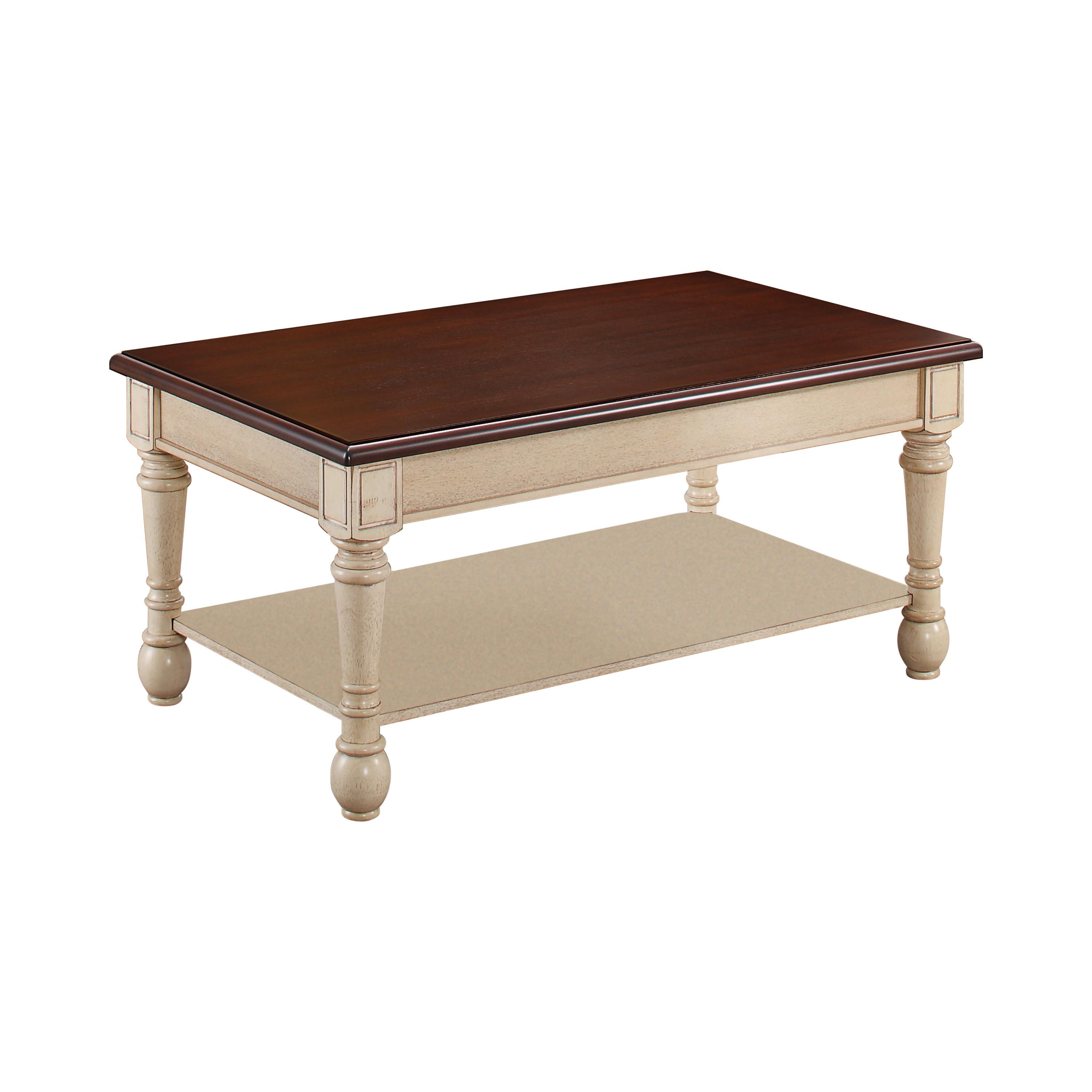 Transitional Coffee Table 704418 704418 in Dark Cherry, Antique White 