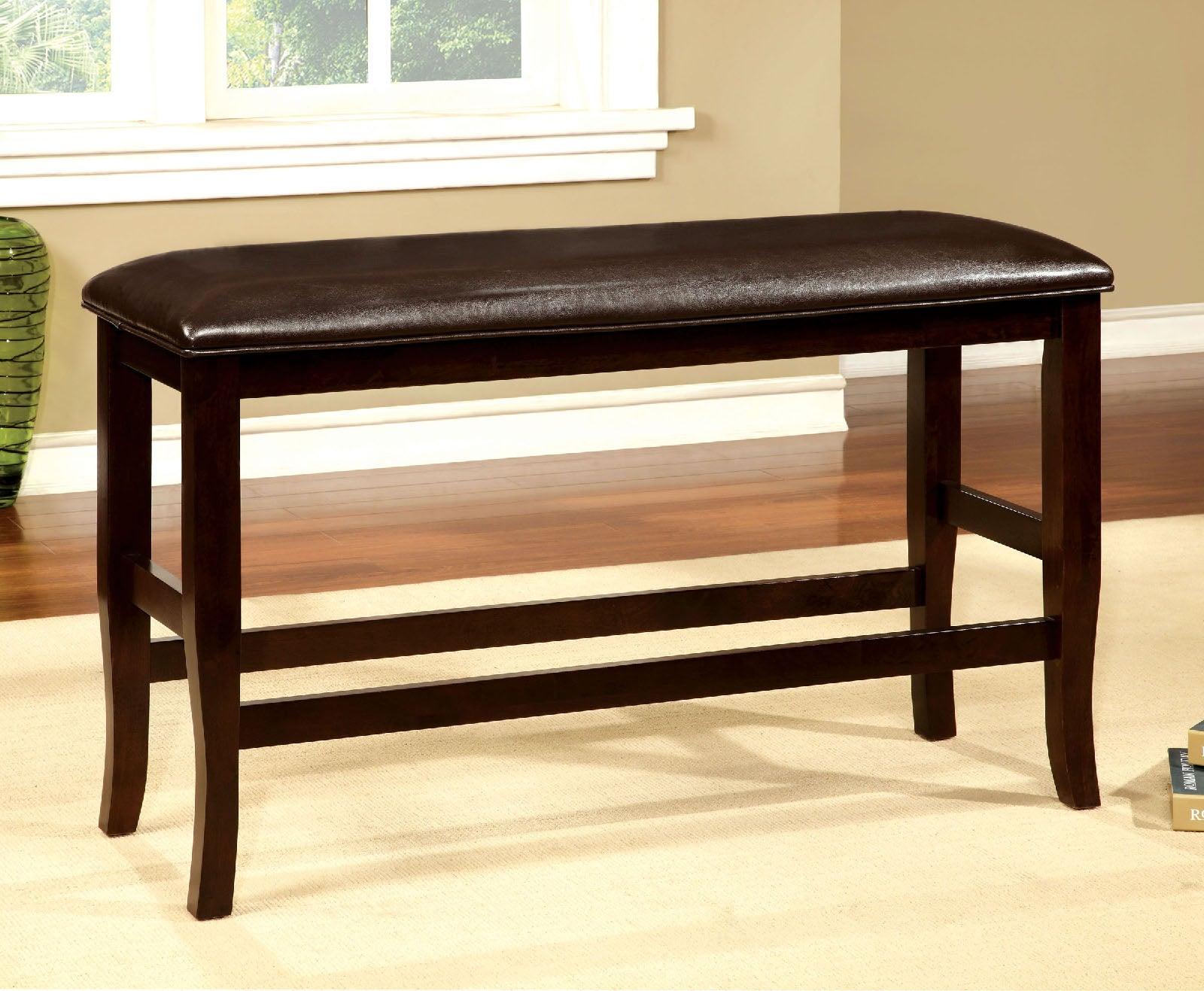 Transitional Counter Height Bench CM3024PBN Woodside CM3024PBN in Dark Cherry Leatherette