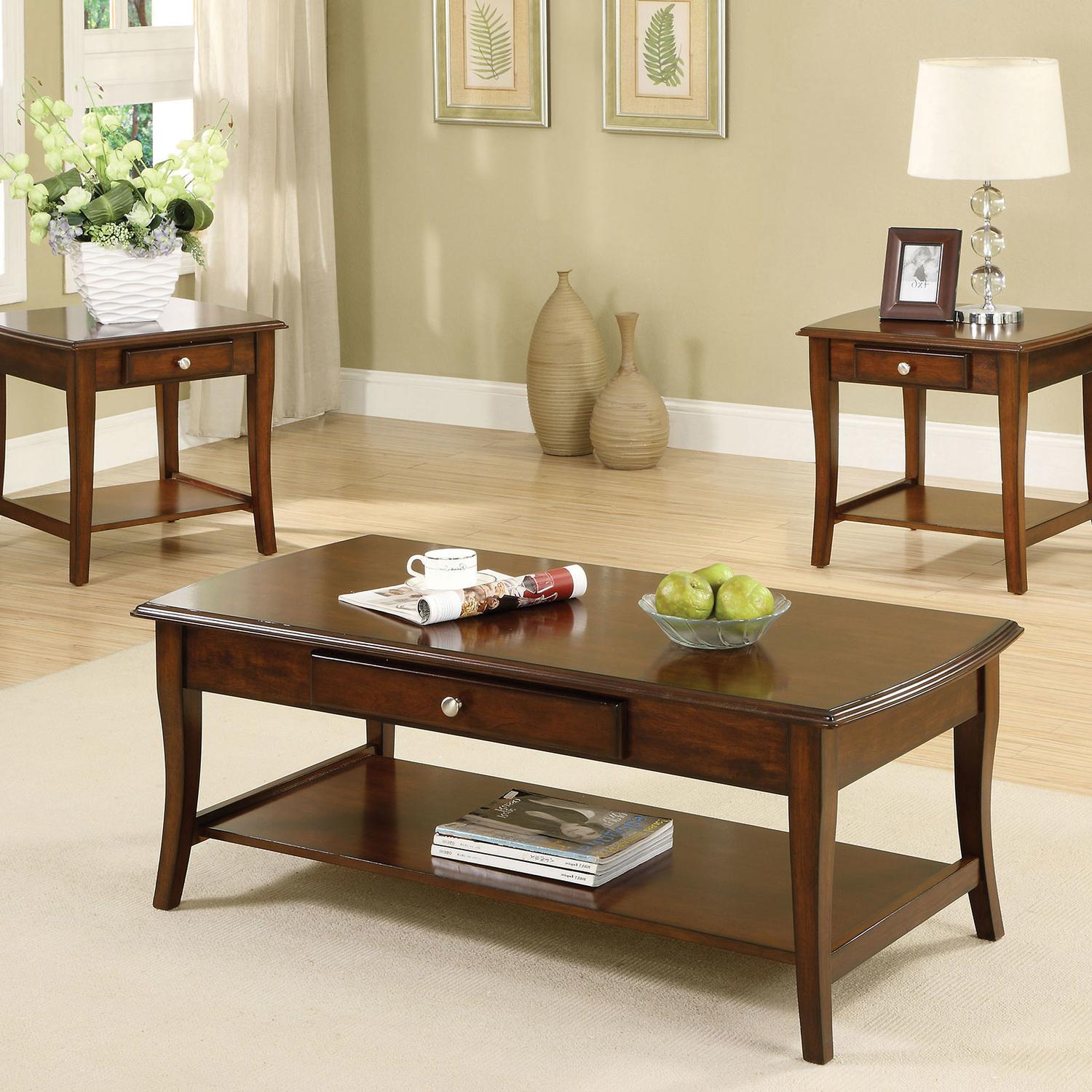 

    
Transitional Dark Oak Solid Wood Coffee Table Set 3pcs Furniture of America CM4702-3PK Lincoln Park
