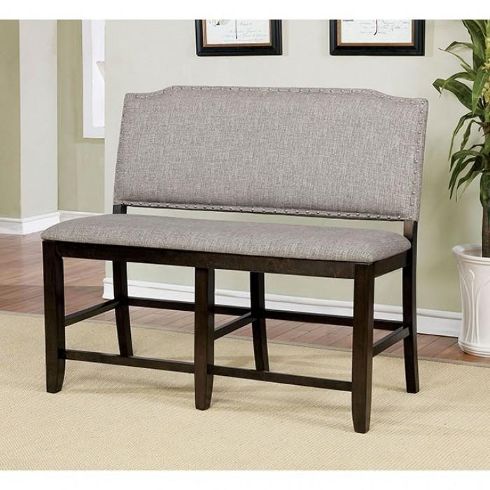 Transitional Counter Height Bench Teagan Counter Height Bench CM3911PBN CM3911PBN in Dark Walnut, Gray Fabric
