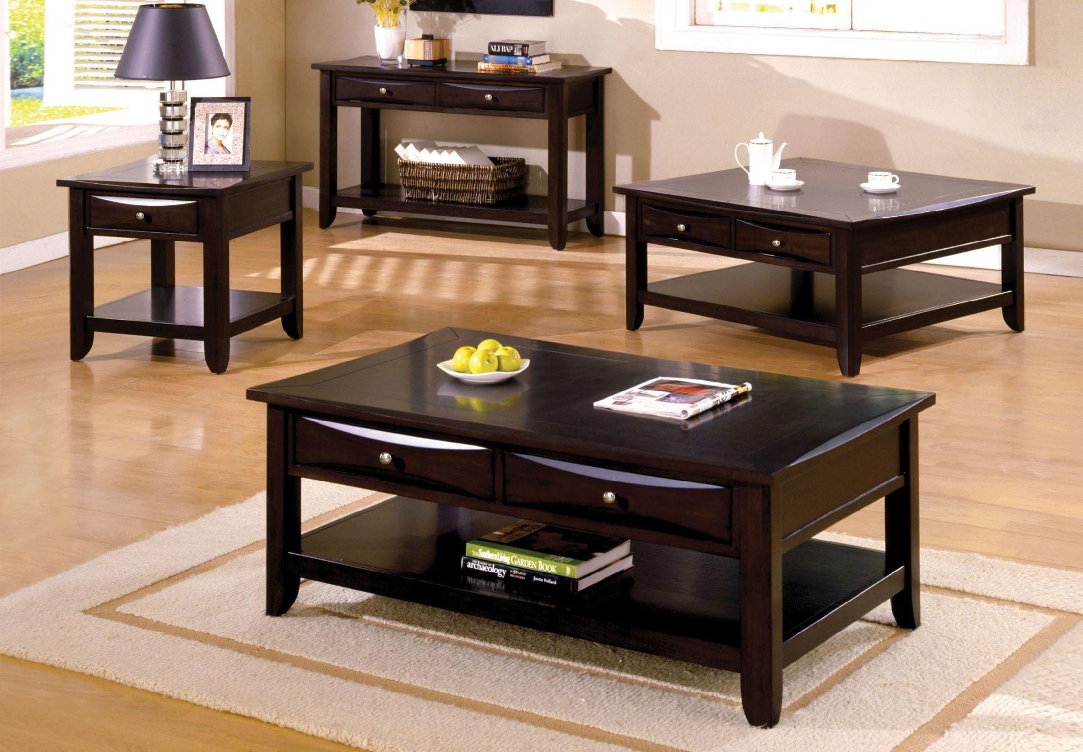 

    
Transitional Espresso Solid Wood Coffee Table Set 3pcs Furniture of America Baldwin

