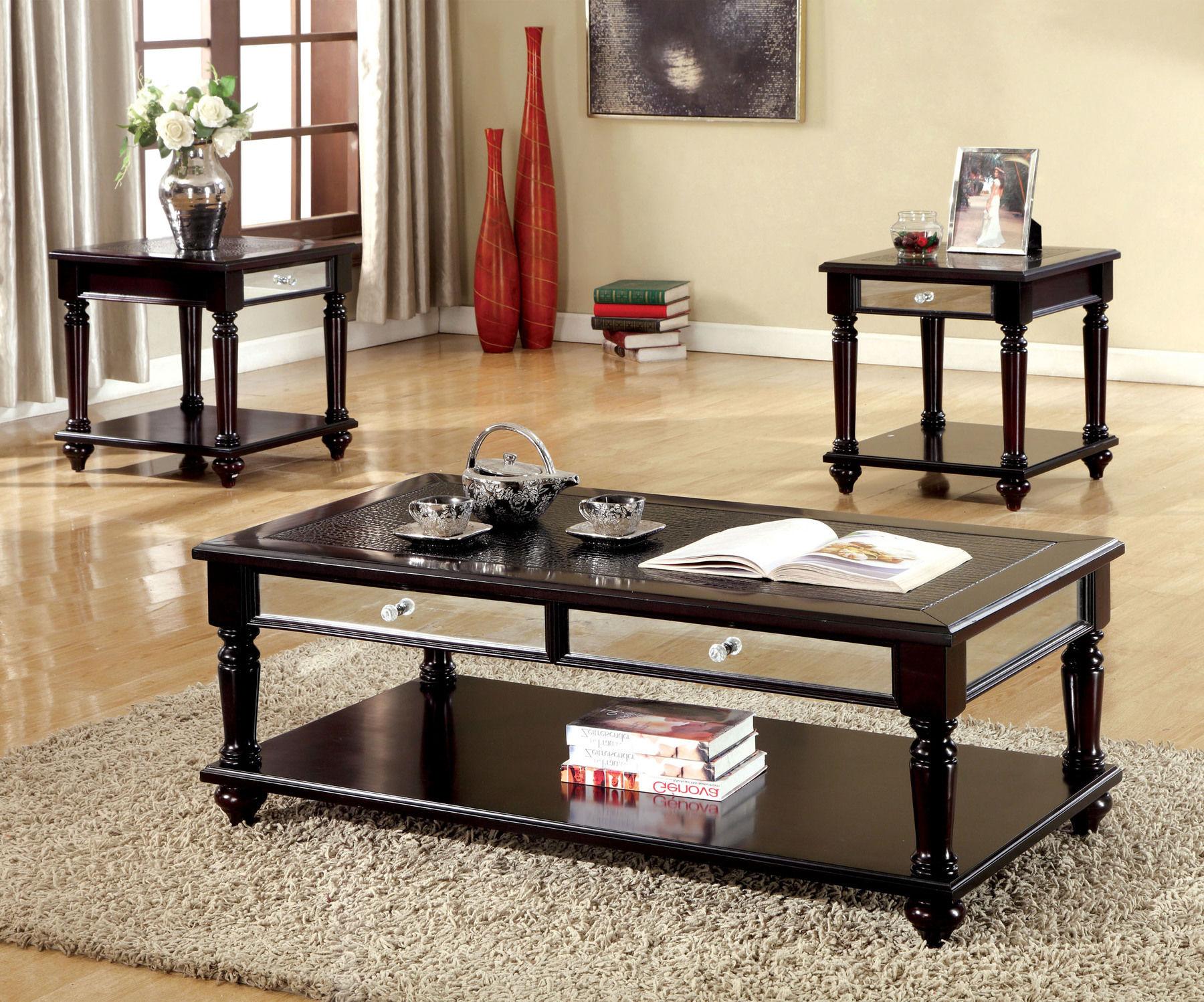 

    
Transitional Espresso Solid Wood Coffee Table Set 3pcs Furniture of America CM4242-3PK Horace
