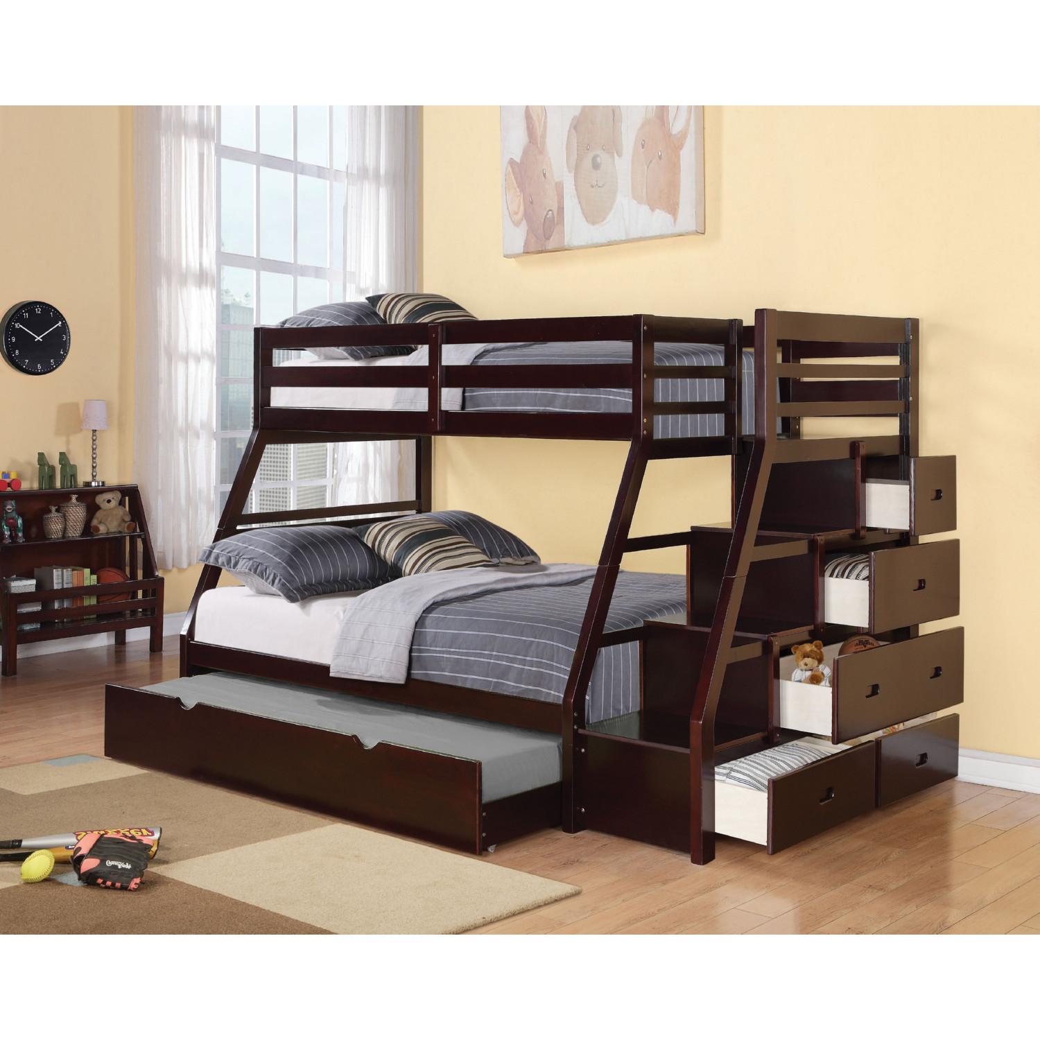 

    
Transitional Espresso Twin/Full Bunk Bed by Acme Jason 37015
