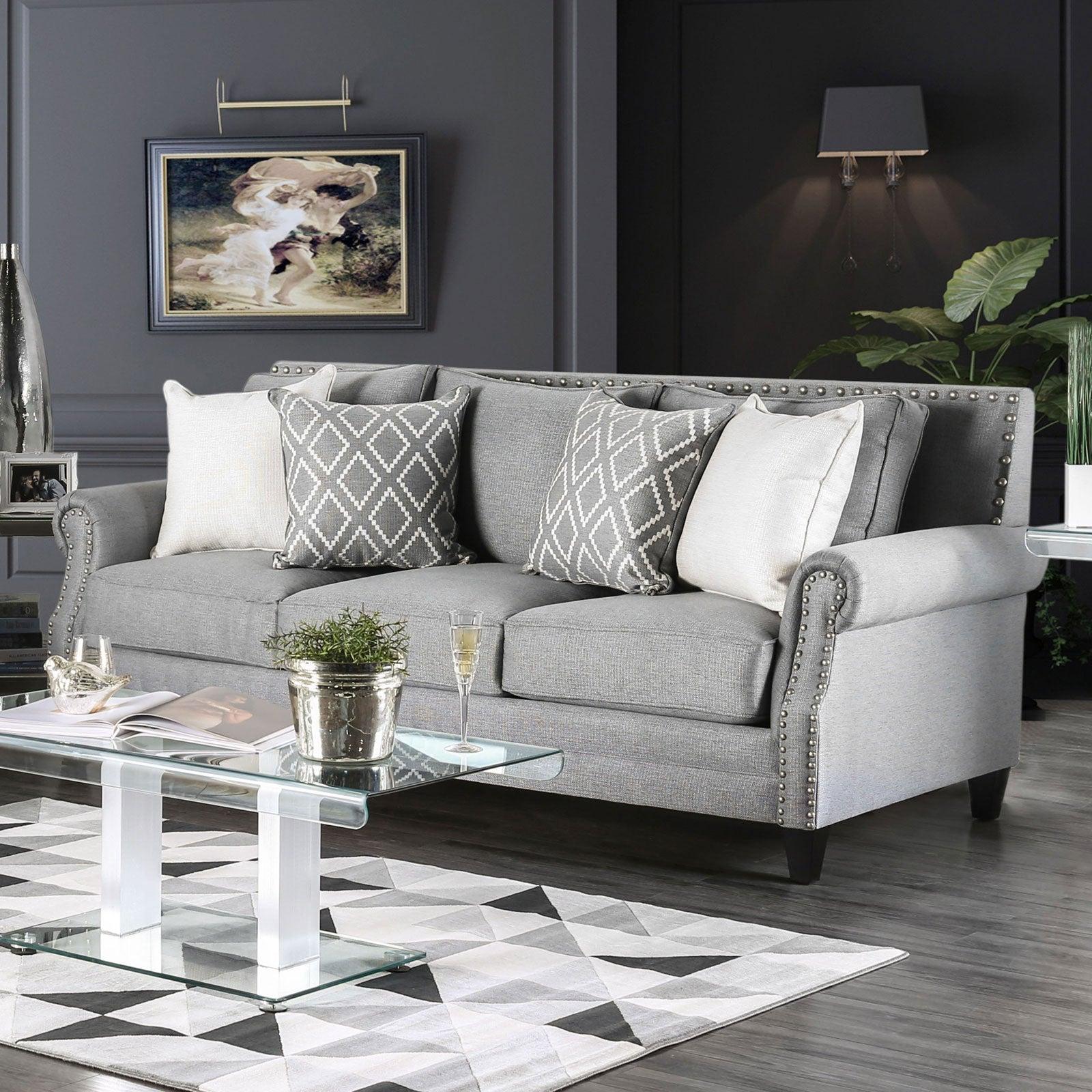 

    
Gray Linen-like Fabric Sofa GIOVANNI SM2673-SF Furniture of America Transitional
