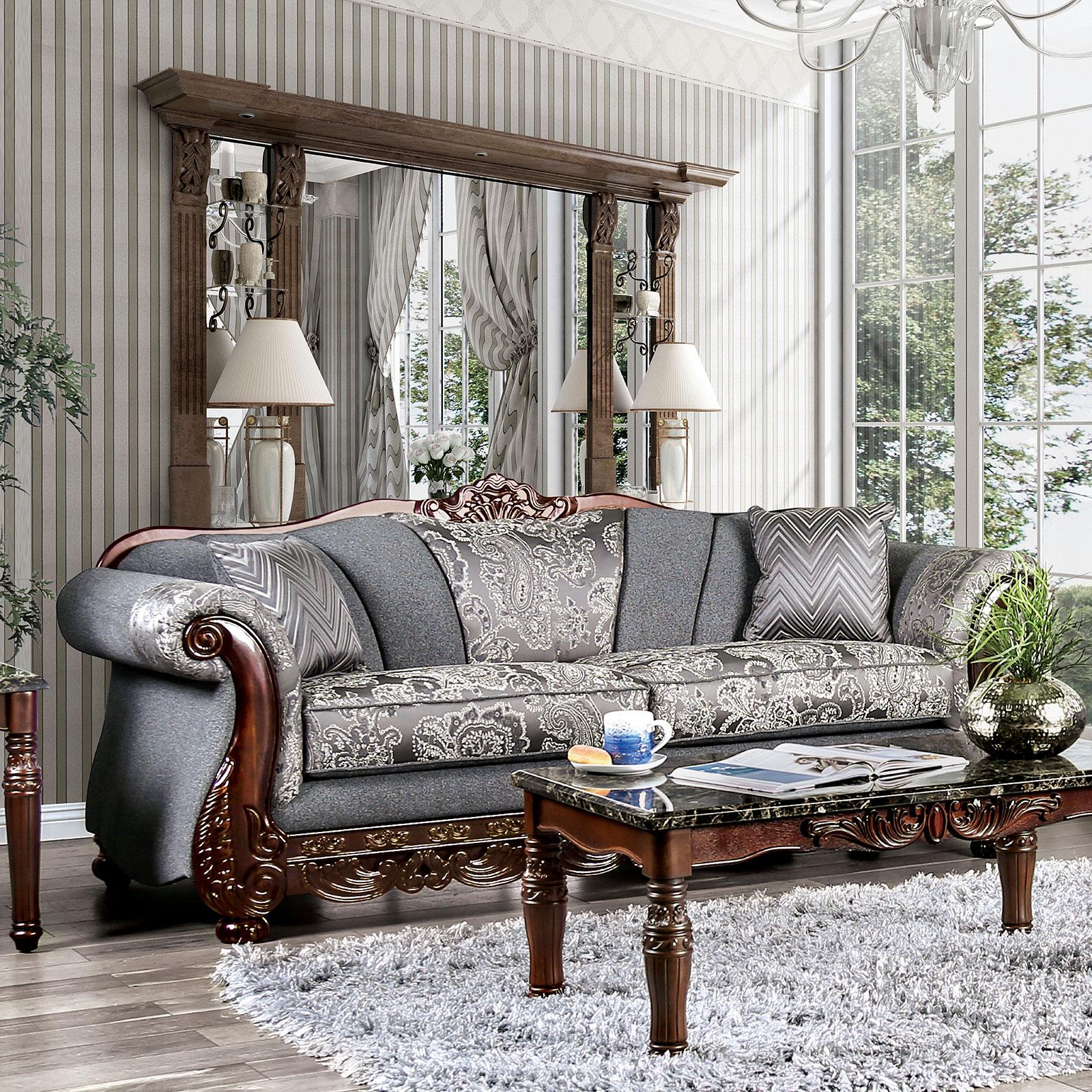 

    
Gray Chenille Sofa NEWDALE SM6424-SF Furniture of America Traditional
