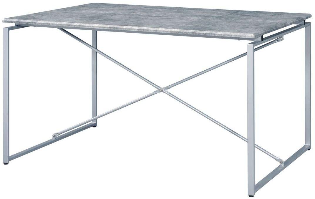 

    
Transitional Faux Concrete & Silver Dining Table by Acme Jurgen 72905
