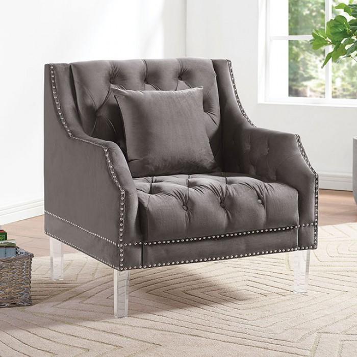 Furniture of America CM6065GY-CH Franceschi Arm Chair