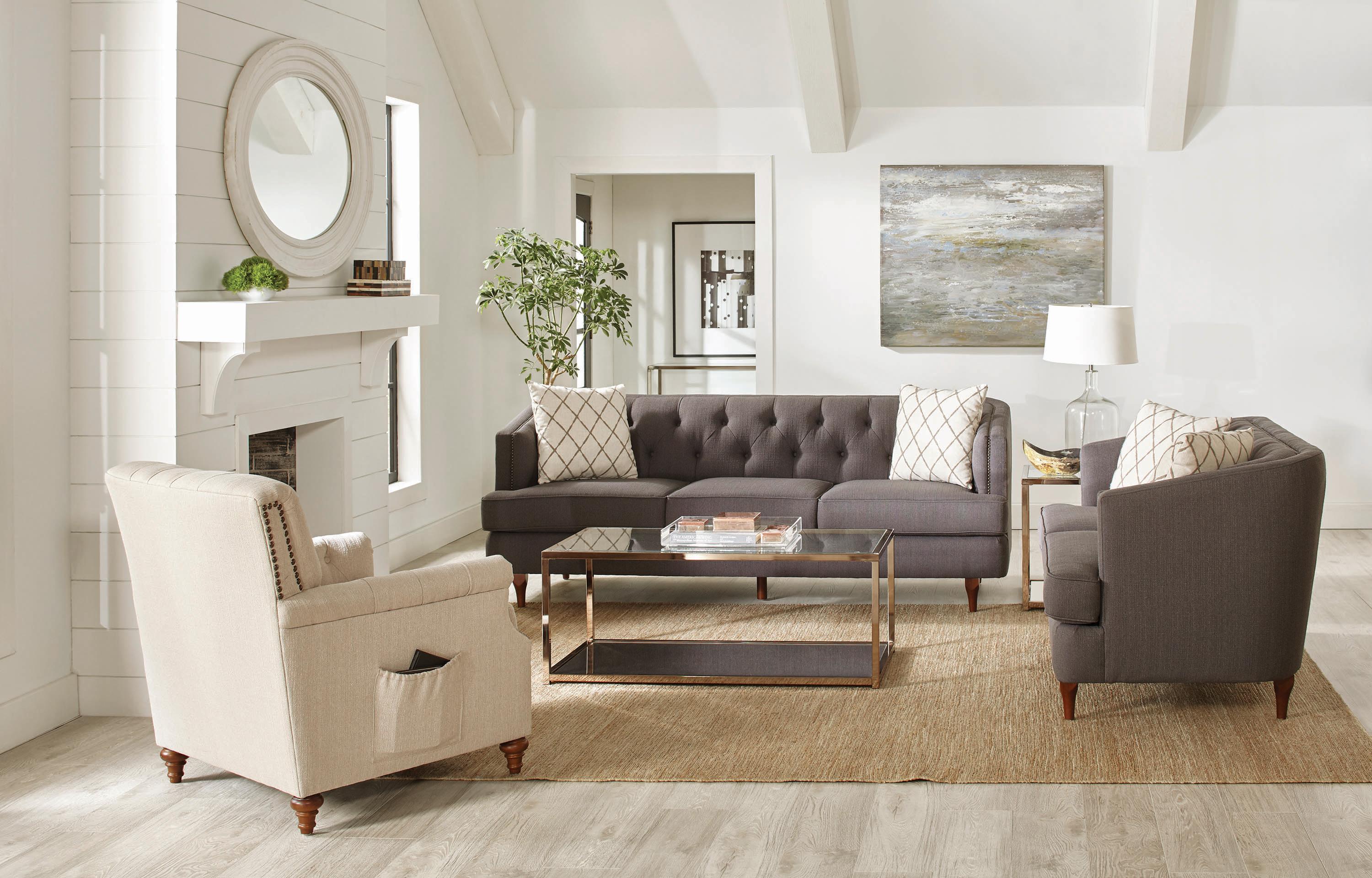 

    
Transitional Gray Linen-like Upholstery Sofa Coaster 508951 Shelby
