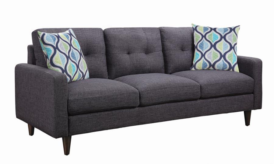 

    
Transitional Gray Linen-like Upholstery Sofa Coaster 552001 Watsonville
