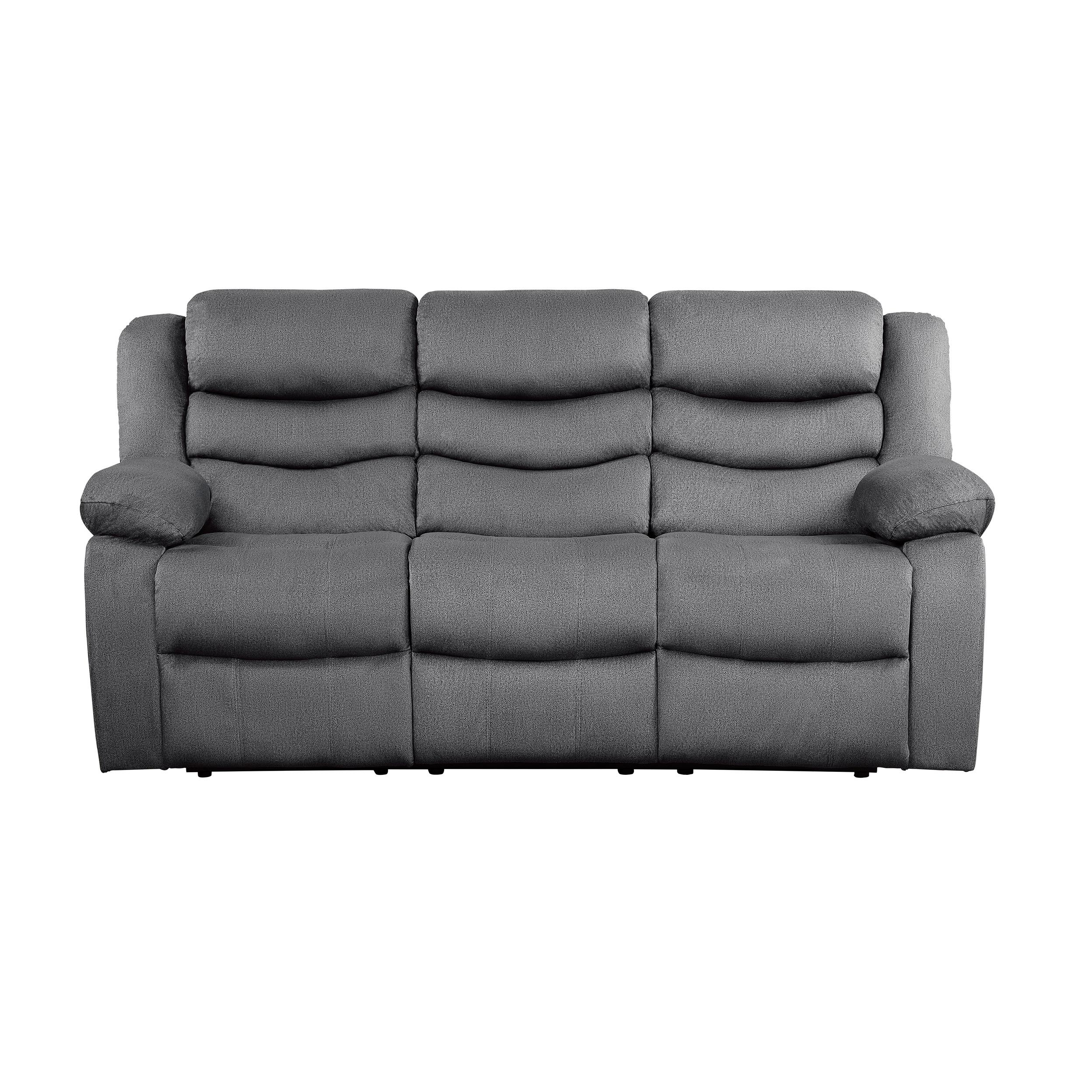 Transitional Reclining Sofa 9526GY-3 Discus 9526GY-3 in Gray Microfiber