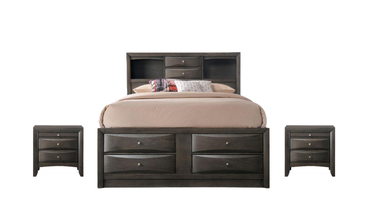

    
Transitional Gray Oak Wood Full 3PCS Bedroom Set w/ Storage by Acme Ireland 22710F-3pcs

