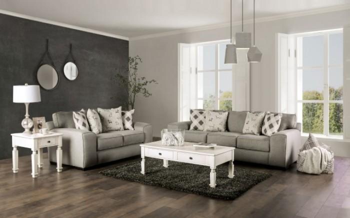 Transitional Living Room Set Newry/Joliet Living Room Set 4PCS SM6091-SF-S-4PCS SM6091-SF-S-4PCS in Antique White, Gray Fabric