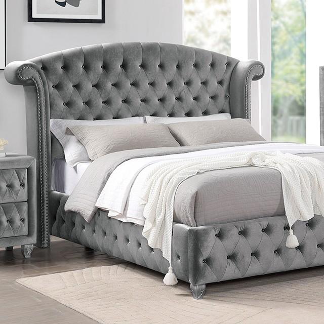 

    
Transitional Gray Solid Wood Queen Bed Furniture of America CM7130GY Zohar
