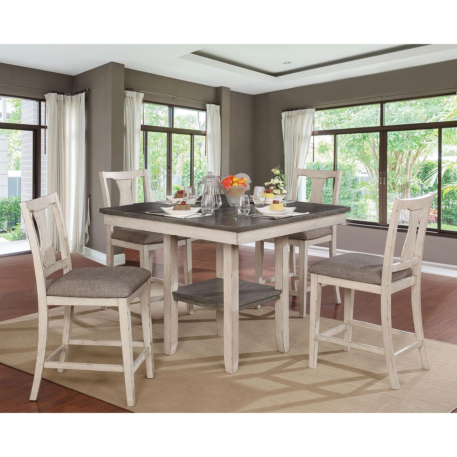 

    
Gray Wood Counter Dining Table Set 5Pcs ANN CM3752PT-5PK FOA Transitional
