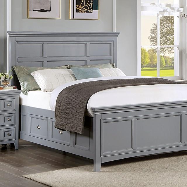 Furniture of America Castlile Queen Bed CM7413GY Storage Bed