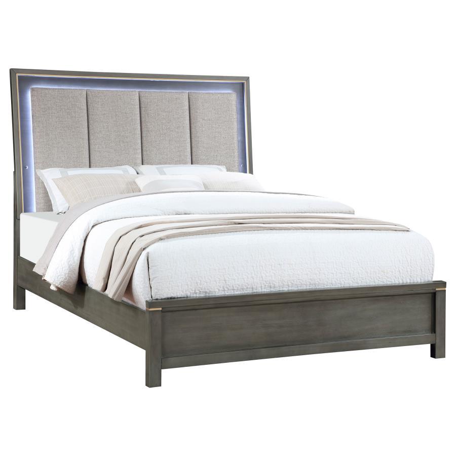Transitional Panel Bed Kieran Queen Panel Bed 224741Q 224741Q in Gray 