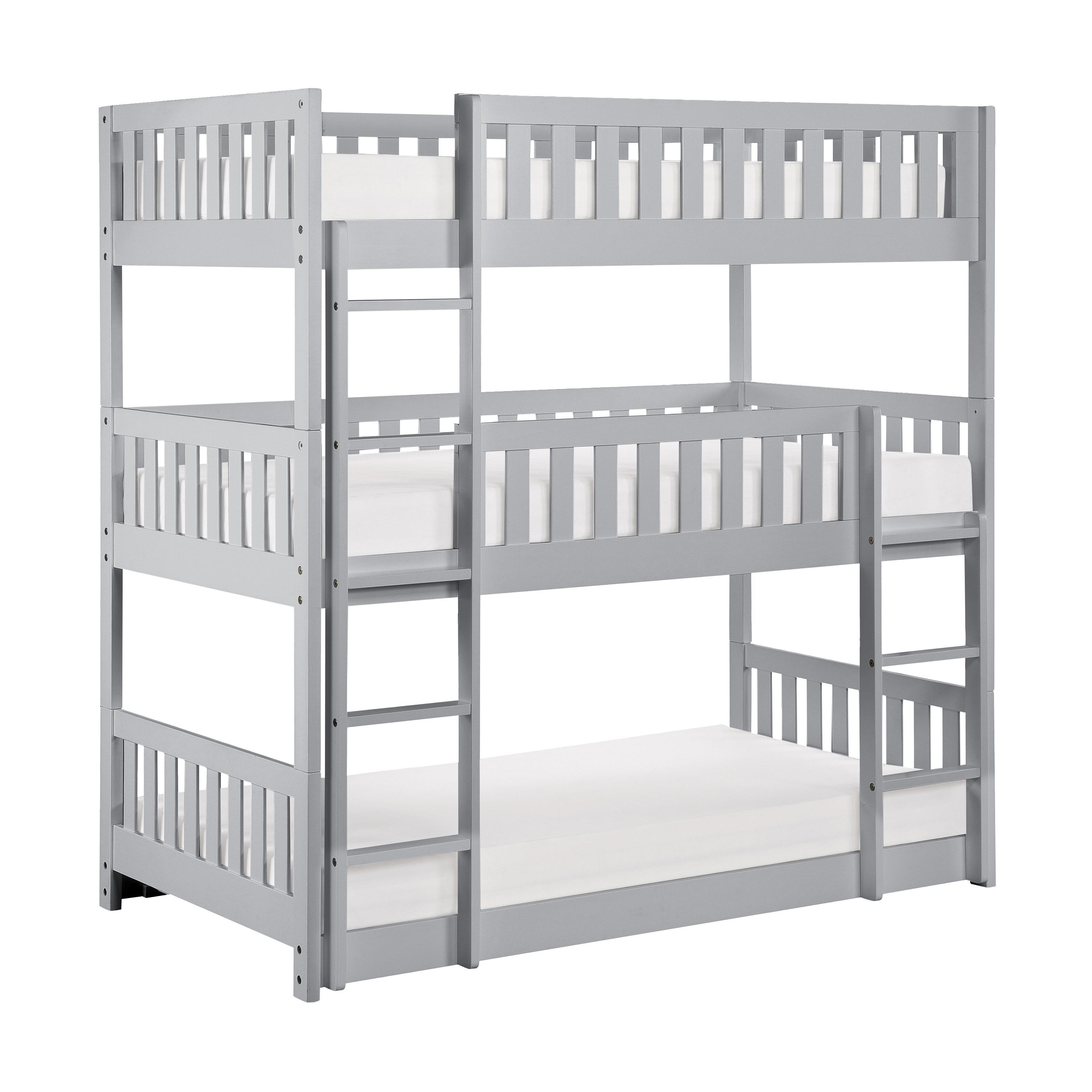 

    
Transitional Gray Wood Twin Triple Bunk Bed Homelegance B2063TTT-1* Orion
