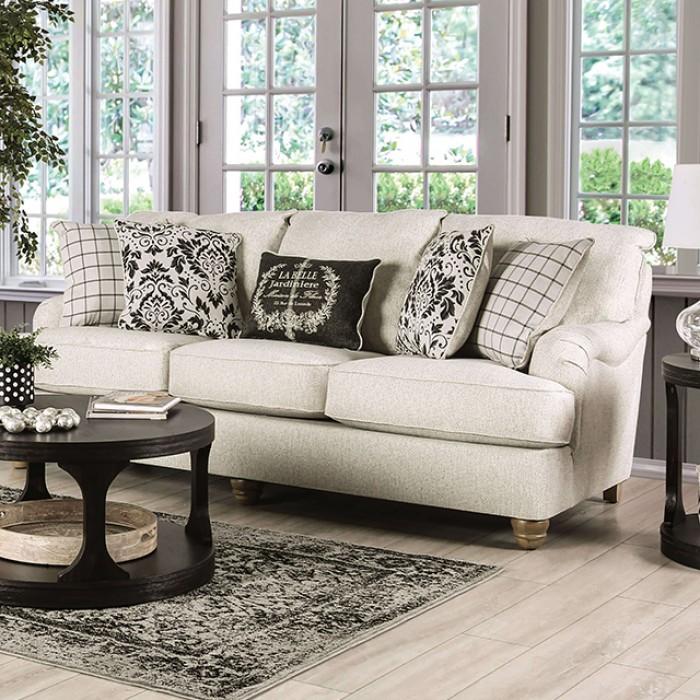 Transitional Sofa Mossley Sofa SM6090-SF-S SM6090-SF-S in Ivory Fabric