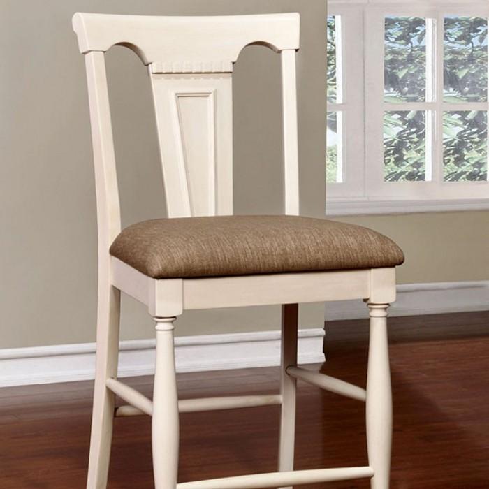 Transitional Counter Height Chair CM3199WC-PC-2PK Sabrina CM3199WC-PC-2PK in White Fabric