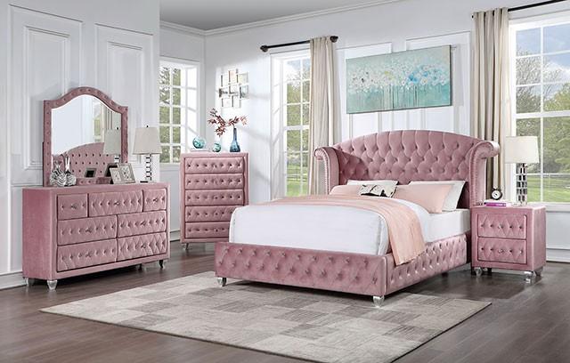 

    
Transitional Pink Solid Wood Queen Bedroom Set 3pcs Furniture of America CM7130PK-Q Zohar
