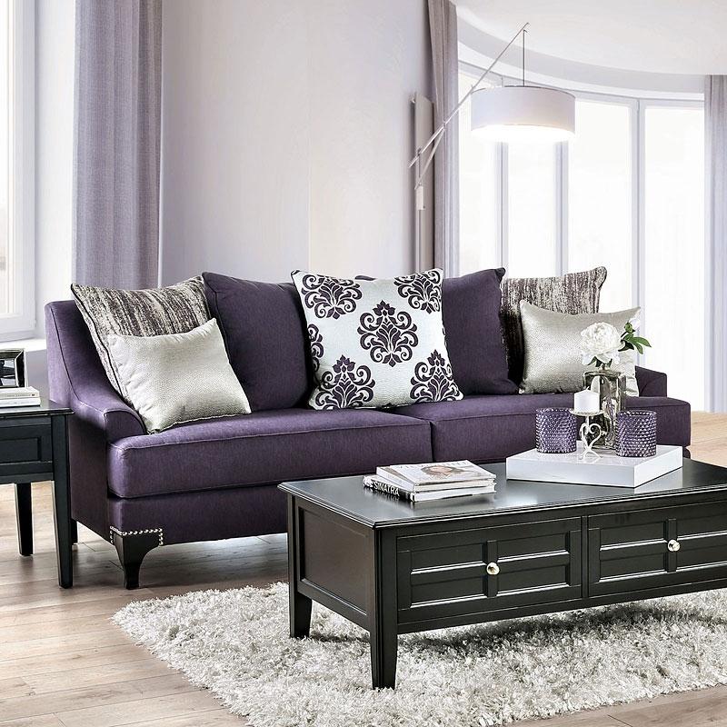 

    
Transitional Purple Chenille Sofa and Loveseat Furniture of America Sisseton
