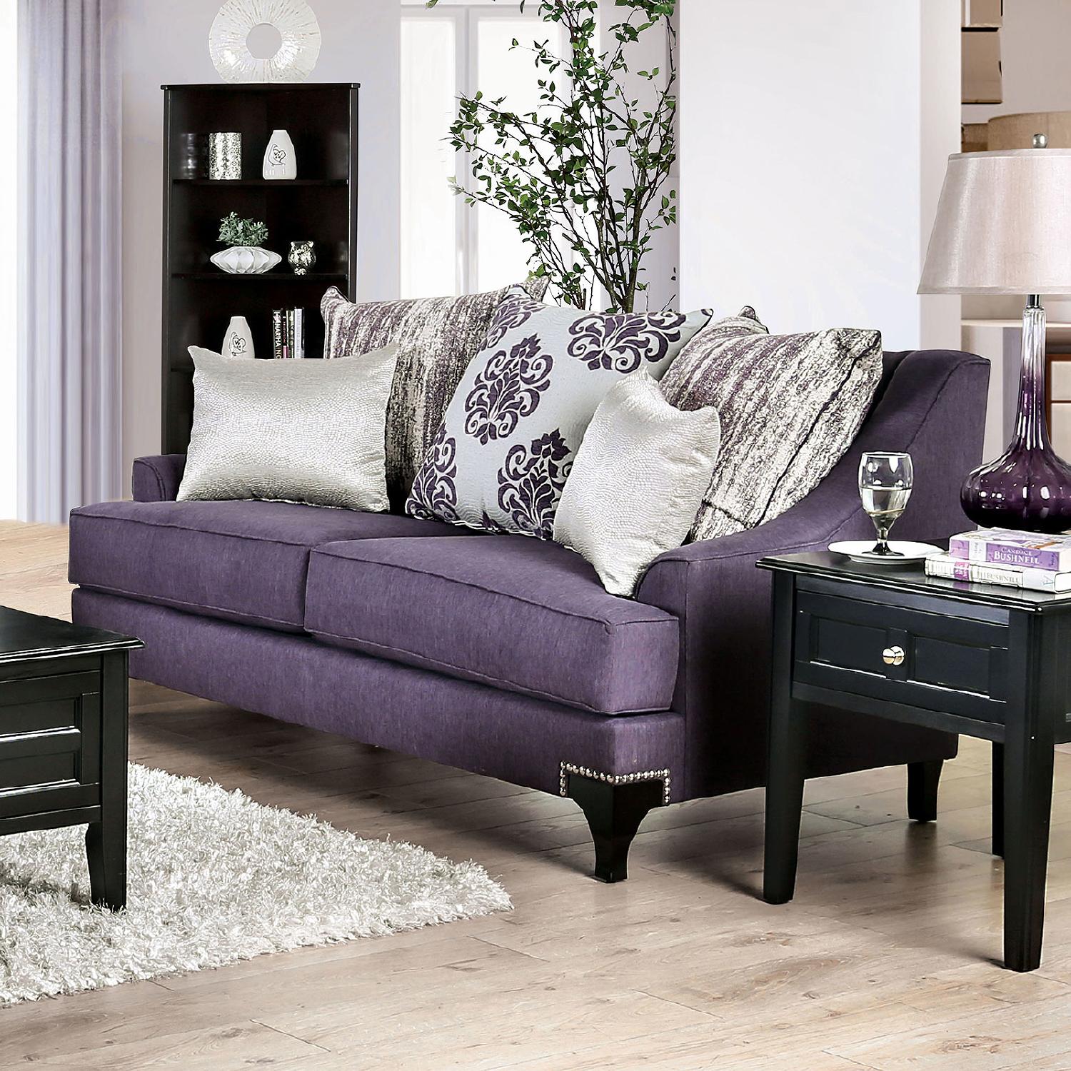 

    
Furniture of America SM2208-2PC Sisseton Sofa and Loveseat Set Purple SM2208-2PC
